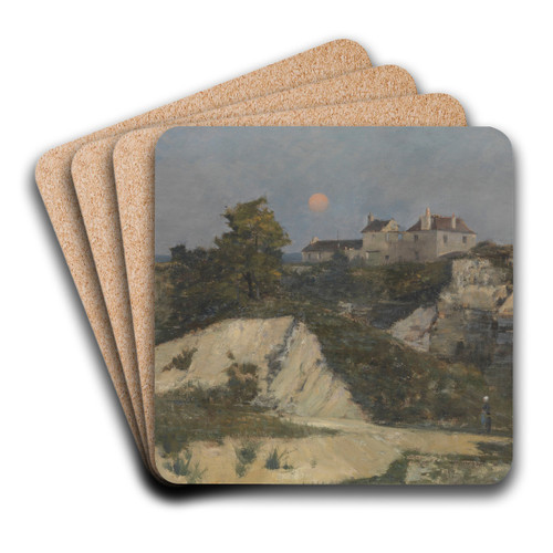 The Stone Quarry of Nanterre by Moonlight by Ren Billotte Art Drink Coaster set