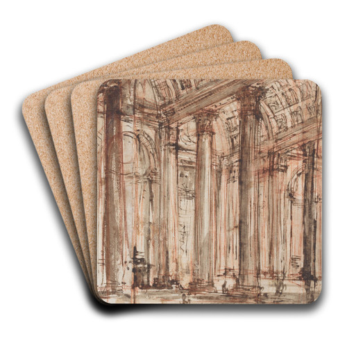 The Portico of the Pantheon by Giovanni Battista Piranesi Art Drink Coaster set