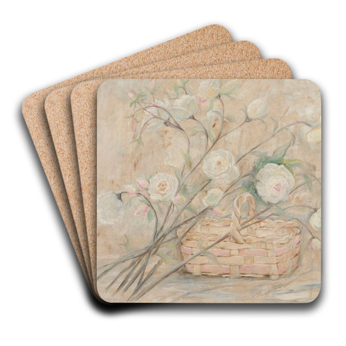 Rose with a basket by Tadeusz Makowski Art Drink Coaster set Rose with a basket by Tadeusz Makowski Art Drink Coaster set