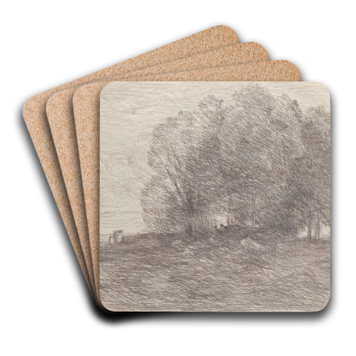 Group of Trees by Jean-Baptiste-Camille Corot Art Drink Coaster set Group of Trees by Jean-Baptiste-Camille Corot Art Drink Coaster set