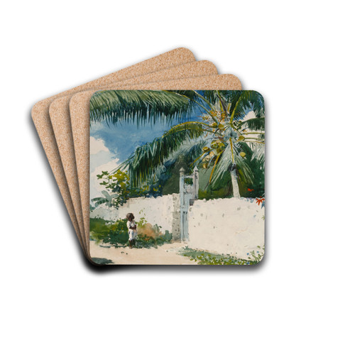 A Garden in Nassau by Winslow Homer Drink Coasters - set of 4 A Garden in Nassau by Winslow Homer Drink Coasters - set of 4