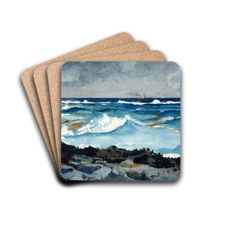 Shore and Surf, Nassau by Winslow Homer Drink Coasters - set of 4 Shore and Surf, Nassau by Winslow Homer Drink Coasters - set of 4