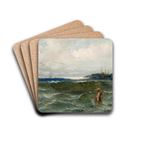 Seascape by Adolf Fredrik Nordling Drink Coasters - set of 4