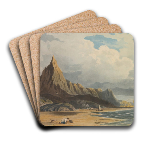 Figures On The Beach At Barmouth, North Wales by John Varley Art Drink Coaster set