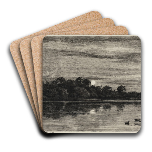 Bondedammen ved Hellebk Mneskin by Carl Bloch Art Drink Coaster set