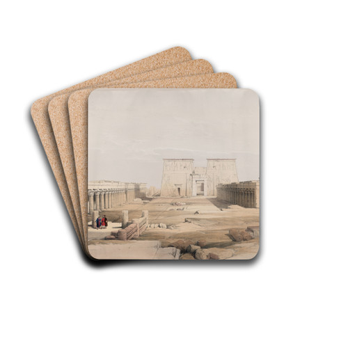 Grand approach to the Temple of Phil, Nubia. by David Roberts Drink Coasters - set of 4