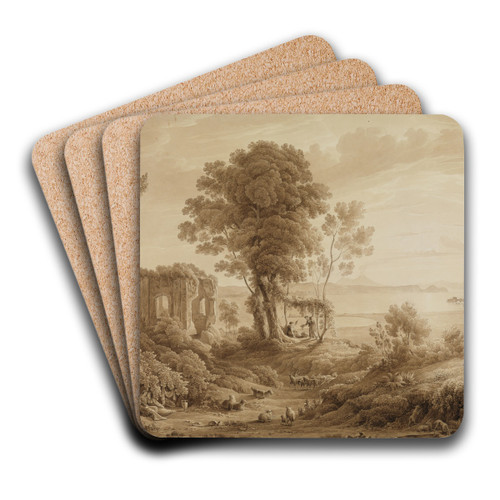 Blick auf den Vesuv und das Kastell von Bajae. by Carl Ludwig Frommel Art Drink Coaster set