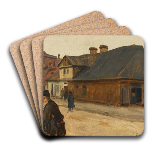Strasse in Tomaszow by Hans Larwin Art Drink Coaster set