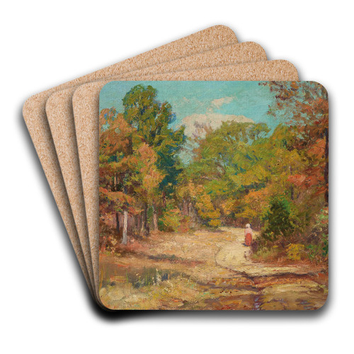 On the Road to Belmont by Theodore Clement Steele Art Drink Coaster set