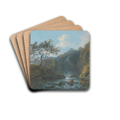 Day - Landscape with Rapids and Cattle by John Laporte Drink Coasters - set of 4 Day - Landscape with Rapids and Cattle by John Laporte Drink Coasters - set of 4