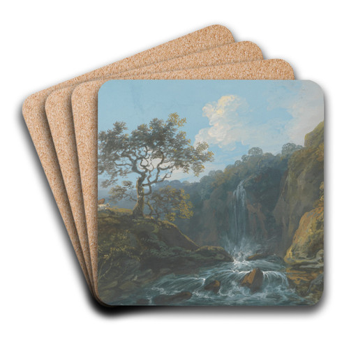 Day - Landscape with Rapids and Cattle by John Laporte Art Drink Coaster set Day - Landscape with Rapids and Cattle by John Laporte Art Drink Coaster set