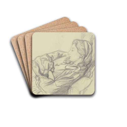 Ida Scholderer, sleeping by Victor Mller Drink Coasters - set of 4