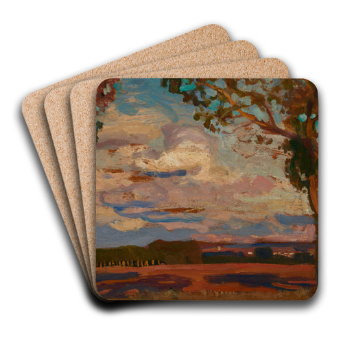 Sieniawa on the Rosia River by Jan Stanislawski Art Drink Coaster set