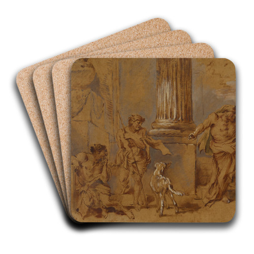 The Expulsion of Hagar by Giovanni Benedetto Castiglione Art Drink Coaster set