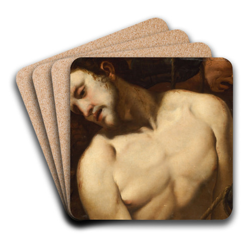 The Mocking of Christ by Genoese School Art Drink Coaster set