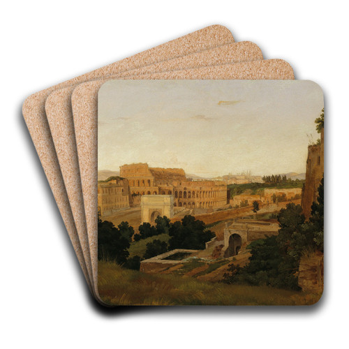 View of Rome with the Colosseum. Study by Gustaf Wilhelm Palm Art Drink Coaster set