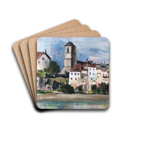 Wasserburg am Inn - Huserpartie am Inn by Otto Geigenberger Drink Coasters - set of 4