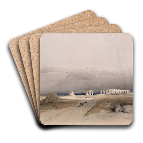 Ruins of the Memnonium, Thebes. Dec. 5th, 1838. by David Roberts Art Drink Coaster set Ruins of the Memnonium, Thebes. Dec. 5th, 1838. by David Roberts Art Drink Coaster set