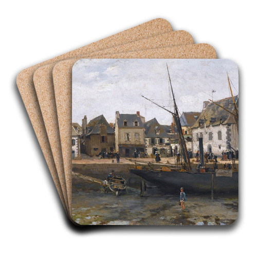 View Of Concarneau by Alexander Karlovich Beggrov Art Drink Coaster set View Of Concarneau by Alexander Karlovich Beggrov Art Drink Coaster set