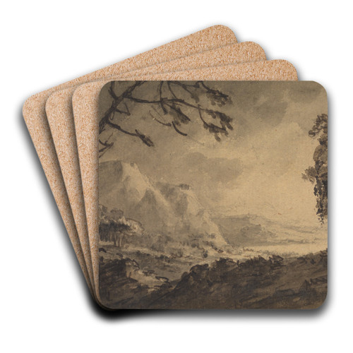 A Rocky Landscape by William Gilpin Art Drink Coaster set
