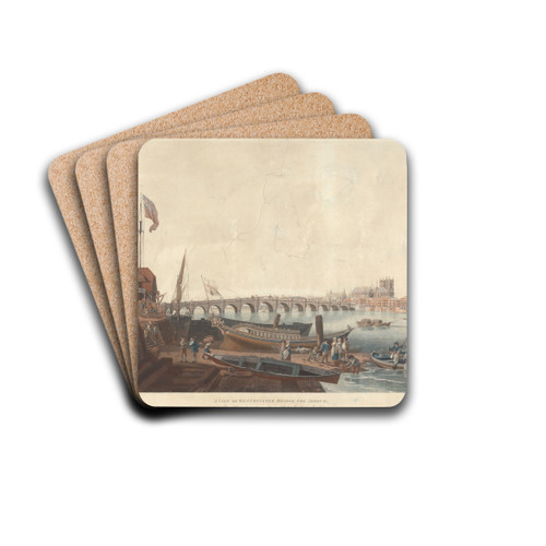 A View of Westminster Bridge, the Abbey, etc. by John William Edye Drink Coasters - set of 4