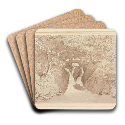 Lower waterfall Rydal. by Joseph Farington Art Drink Coaster set