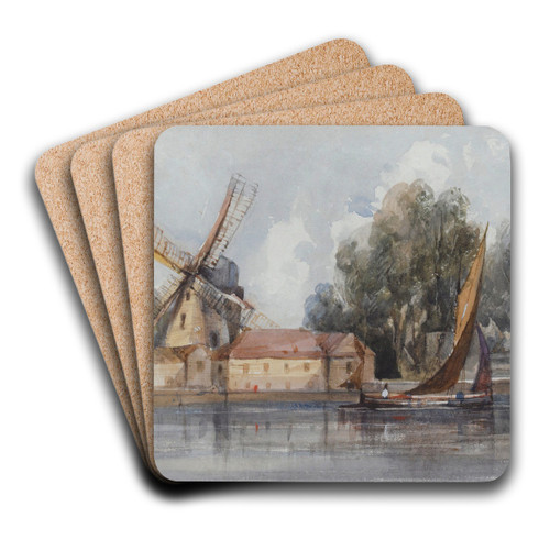 A Wherry Passing A Windmill And Farm Buildings by Thomas Shotter Boys Art Drink Coaster set