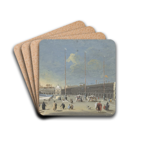 The Piazza San Marco towards San Giacomo by Giacomo Guardi Drink Coasters - set of 4