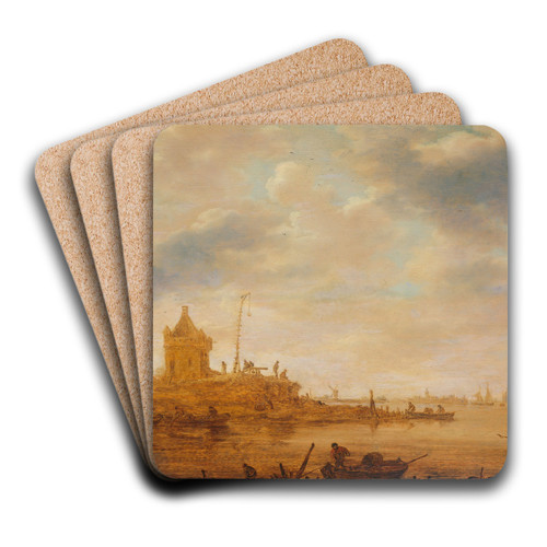 River View with Sentry Post by Jan van Goyen Art Drink Coaster set