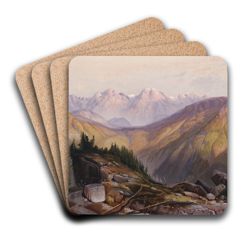 Lower Yellowstone Range by Thomas Moran Art Drink Coaster set
