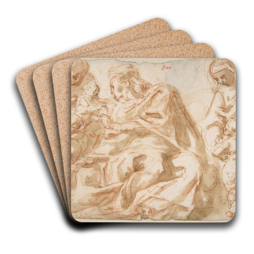 The Holy Family with Saint Elizabeth and the Infant Baptist by Cesare Pollino Art Drink Coaster set The Holy Family with Saint Elizabeth and the Infant Baptist by Cesare Pollino Art Drink Coaster set