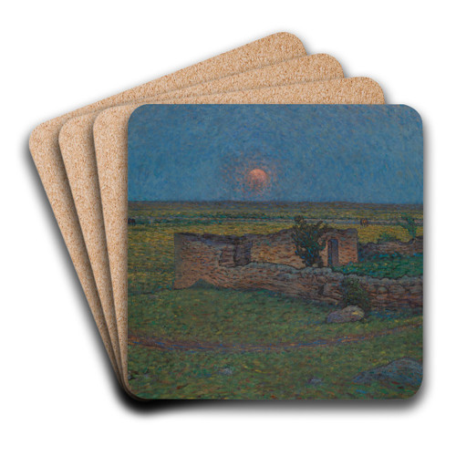 Moon Rising on land by Nils Kreuger Art Drink Coaster set Moon Rising on land by Nils Kreuger Art Drink Coaster set