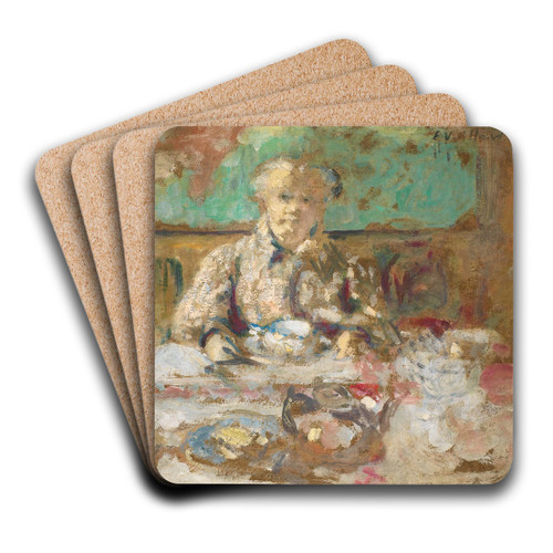 Madame Vuillard At The Dinner Table by douard Vuillard Art Drink Coaster set
