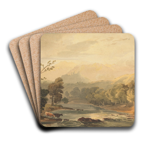 A View on the Brathay near Ambleside by Copley Fielding Art Drink Coaster set A View on the Brathay near Ambleside by Copley Fielding Art Drink Coaster set