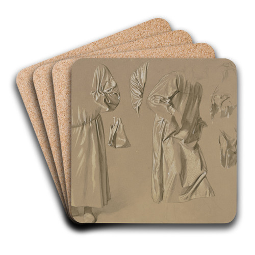 Studienblatt; Mnnliche Gewandfigur by Josef Ferdinand Becker Art Drink Coaster set