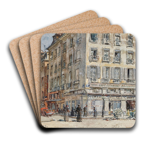 Intersection de deux rues,  Paris, en 1899. by Frdric Houbron Art Drink Coaster set