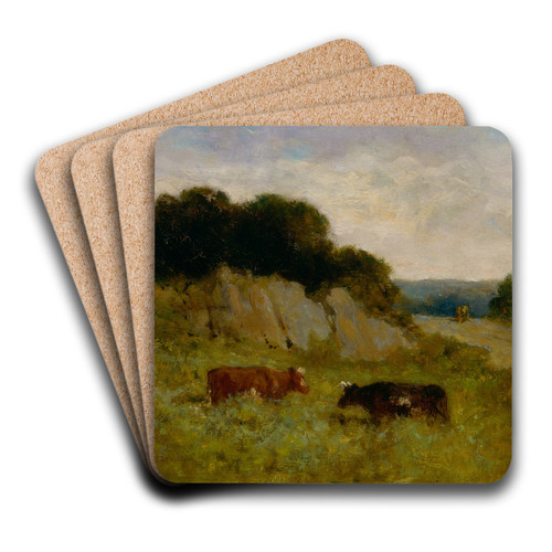 Untitled (landscape with two cows) by Edward Mitchell Bannister Art Drink Coaster set