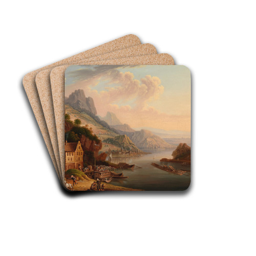 Rheinlandschaft by Christian Georg Schtz the elder Drink Coasters - set of 4