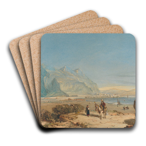 View of Gibraltar by William Wyld Art Drink Coaster set
