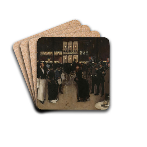 Le boulevard Montmartre, la nuit, devant le thtre des Varits by Jean Braud Drink Coasters - set of 4