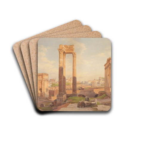 ForumRomanum by Hermann David Salomon Corrodi Drink Coasters - set of 4 ForumRomanum by Hermann David Salomon Corrodi Drink Coasters - set of 4