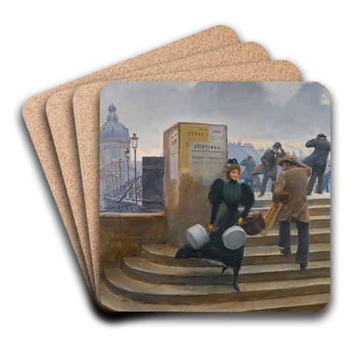 Modiste Sur Le Pont Des Arts by Jean Braud Art Drink Coaster set