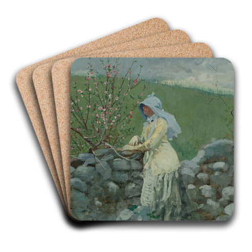 Peach Blossoms by Winslow Homer Art Drink Coaster set Peach Blossoms by Winslow Homer Art Drink Coaster set