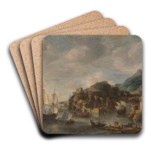 Dutch Ships in a Foreign Port by Jan Abrahamsz Beerstraaten Art Drink Coaster set Dutch Ships in a Foreign Port by Jan Abrahamsz Beerstraaten Art Drink Coaster set