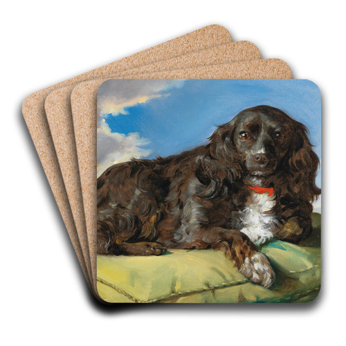 Cocker Spaniel auf grnem Polster liegend by Theodor Petter Art Drink Coaster set