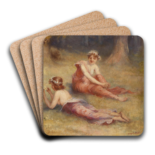 The Three Graces In A Meadow by Hugo Lffler Art Drink Coaster set The Three Graces In A Meadow by Hugo Lffler Art Drink Coaster set