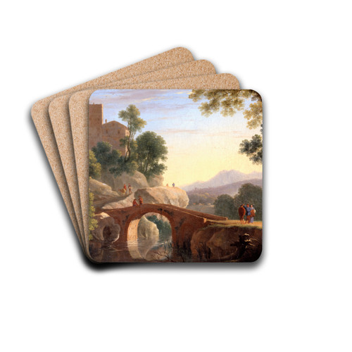 Italian Landscape with Bridge by Herman van Swanevelt Drink Coasters - set of 4