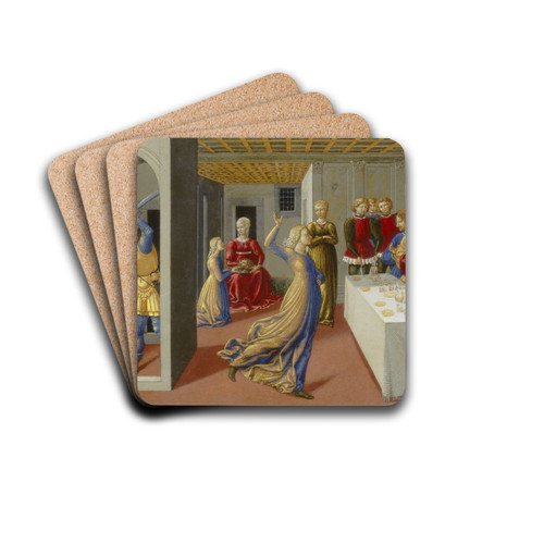 The Feast of Herod and the Beheading of Saint John the Baptist by Benozzo Gozzoli Drink Coasters - set of 4