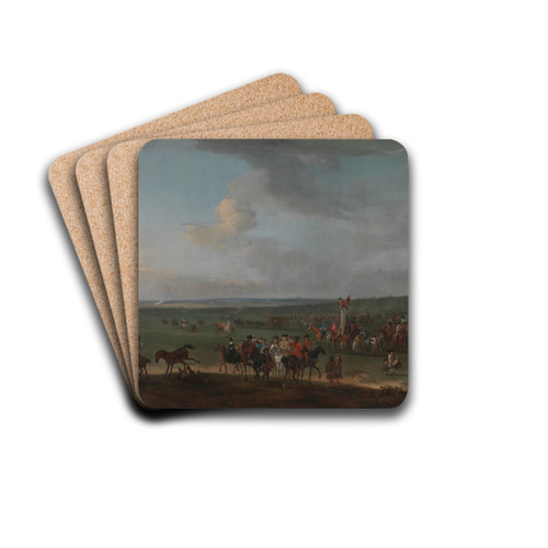 The Round Course at Newmarket, Cambridgeshire, Preparing for the King's Plate by Peter Tillemans Drink Coasters - set of 4