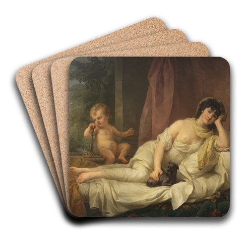 Portrait of Anna Lampel (d.1800), actress by Marcello Bacciarelli Art Drink Coaster set Portrait of Anna Lampel (d.1800), actress by Marcello Bacciarelli Art Drink Coaster set
